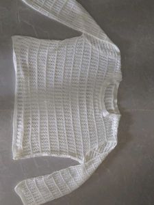 Cream Crochet Knit Sweater