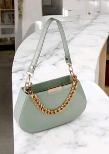 Stylish Light Green Shoulder Bag with Gold Chain