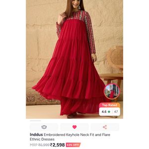 Elegant Red Tiered flare Gown (size 42 &amp; 44)