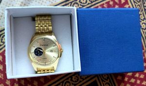PORTIVE LUXURY GOLD CHAIN QUARTZ MENS WRIST WATCH
