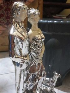 Silver Wedding Couple Figurine