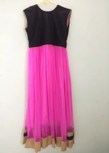 Magenta Colour Anarkali Pattern Kurti/Ethnic Gown