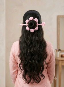 Cute Pink Rose Hair Accessories Set