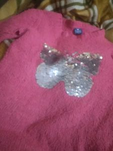 Pink Knit Sweater - Butterfly Sequin