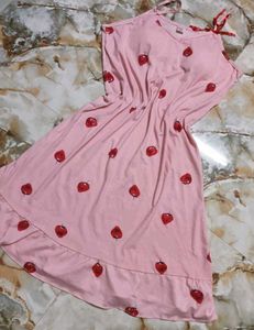 Cute Pink Strawberry Print Nightgown