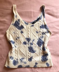 Westside White & Blue Tie-Dye Tank Top