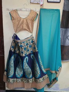 Stylish Teal Blue Lehenga with Dupatta