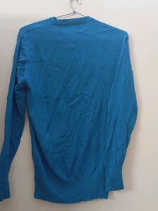 women Blue V-Neck Sweater