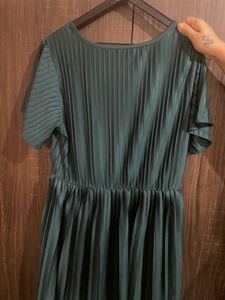 Elegant Pleated Teal Dress
