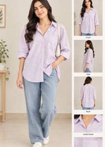 Lilac Oversized Button-Up Shirt