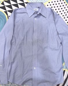 Men's Light Blue Striped Button-Up Shirt