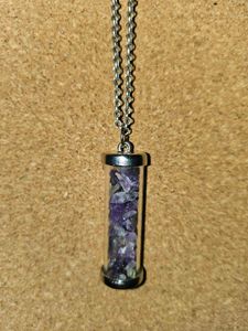 Unique Amethyst Crystal Vial Pendant Necklace