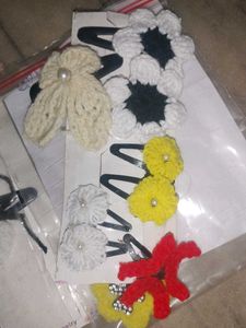 Handmade Crochet Hair Clips Set