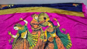 Hand-Painted Silk Saree with unstiched blouse