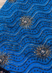 Vibrant Blue Embroidered Saree