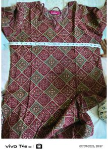 Maroon Printed Kurta and Palazzo Set-XL