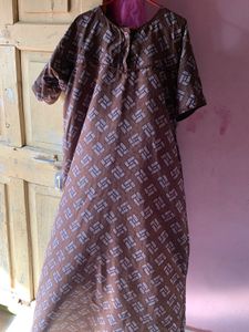 Comfortable Brown Printed Nightgown