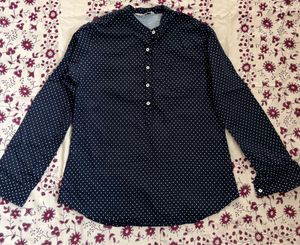 Classic Navy Polka Dot Long Sleeve Top