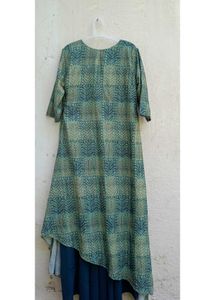 Elegant Teal Printed Ethnic Gown | Stylish Flared