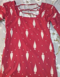 Magenta Printed Cotton Kurta