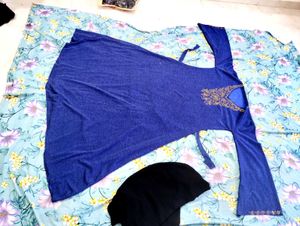 Embellished Blue 💙 abaya with Black Scarf