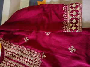 Embroidered maroon Kurta Set