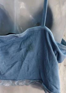 Light Blue Lace Trim Cami Top