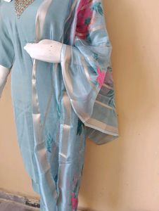 Silk Kurti Pant Dupatta Set