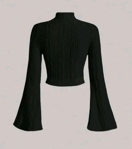 Brand new Savana Black Bell Sleeve Mock Neck Top