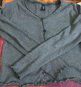 Gray Button-Down Top