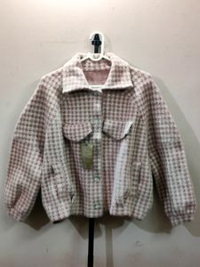 Imported women's houndstooth tweed jacket/sweater