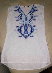 Embroidered Cotton Blend Top | Size M