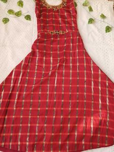 Red & Gold Checkered Dress