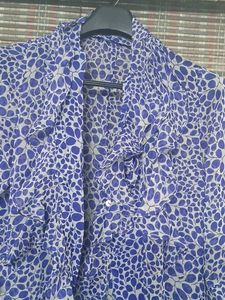 Blue Floral Ruffle Top_Korean top