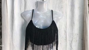 Black Fringe Crop Top