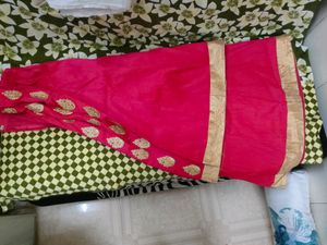 Embroidered Orange Ethnic Wear Set
