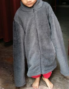Gray Fuzzy Zip-Up Jacket