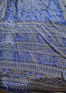Vibrant Blue Bandhani Italian crepe Saree