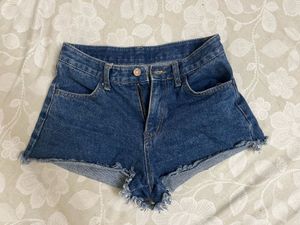 Denim Raw Hem Booty Shorts