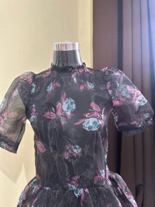 Sheer Floral Puff Sleeve Blouse