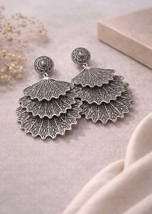 Tiered Silver Tone Drop Earrings