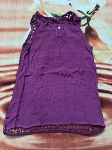 Purple Crochet Knit Sleeveless Top - XS