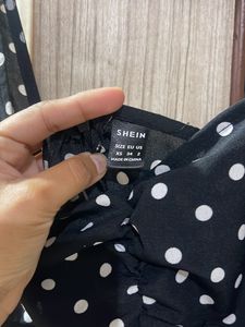 Black And White Polka Dots Slit Dress