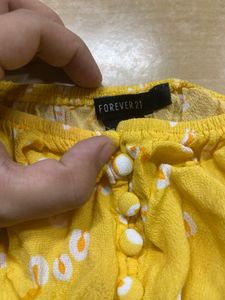 Yellow Floral Off-Shoulder Crop Top