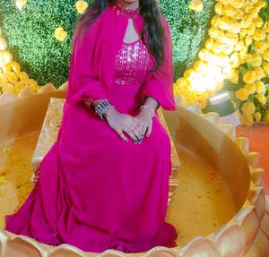 Embellished Sequined Georgette Maxi Ethnic Dress
