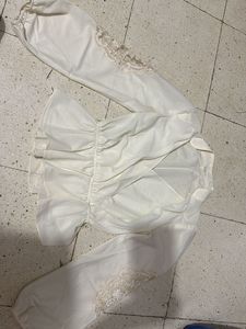 Elegant White Lace Trim Blouse
