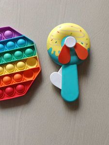 Rainbow Pop It &amp; Donut Mini Fan