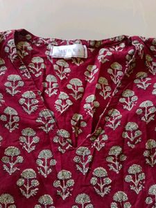 Maroon Floral Print Kurta