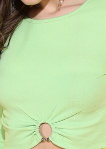 Green Crop Top with O-Ring Detail