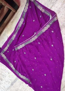 Elegant Purple Embroidered Saree